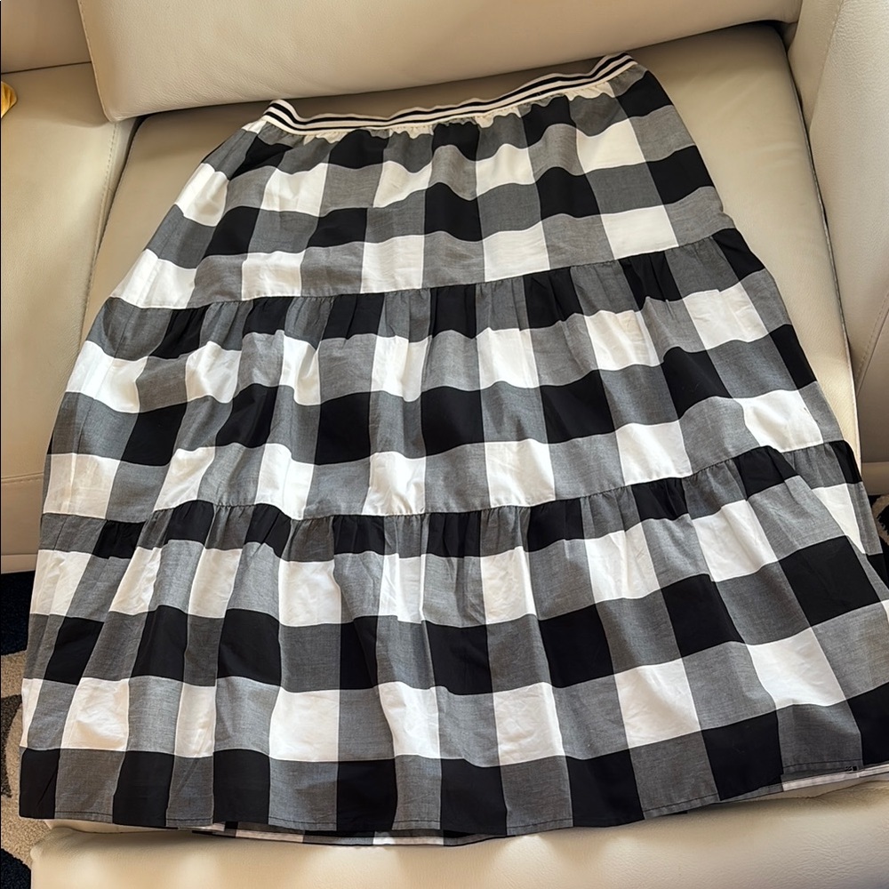 Talbots Black and White A-Line Midi Skirt